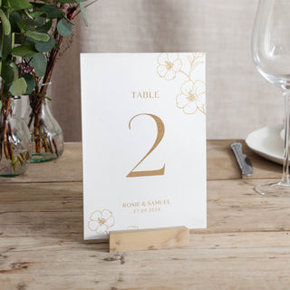 Blossom Foiled Wedding Table Number Cards