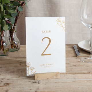 Floral Line Drawing Foiled Wedding Table Number Cards