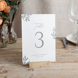 Foiled Leaves Wedding Table Number Cards