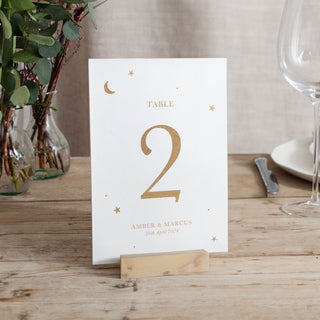 Moon & Stars Foiled Wedding Table Number Cards