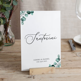 Blue Eucalyptus Wedding Table Name Cards