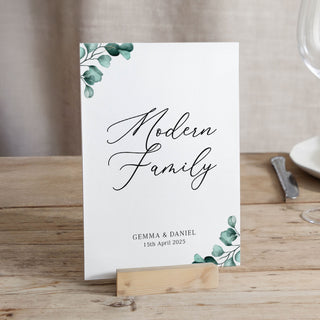 Blue Eucalyptus Wedding Table Name Cards