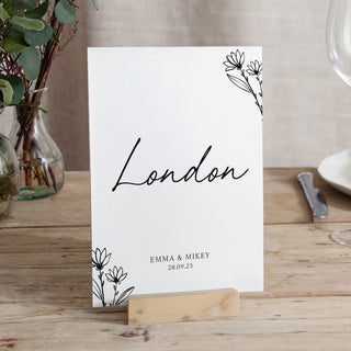 Floral Line Drawing Wedding Table Name Cards