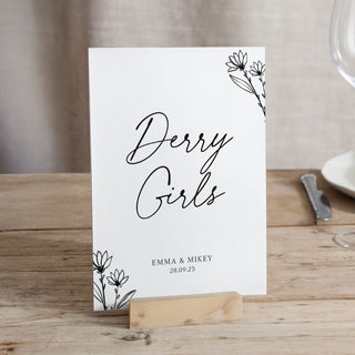 Floral Line Drawing Wedding Table Name Cards