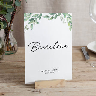 Green Eucalyptus Wedding Table Name Cards