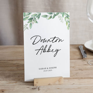 Green Eucalyptus Wedding Table Name Cards
