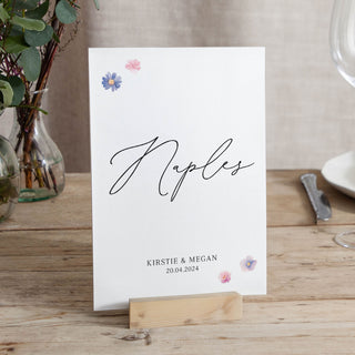 Pressed Floral Wedding Table Name Cards
