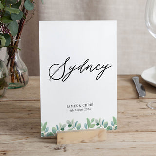 Watercolour Eucalyptus Wedding Table Name Cards
