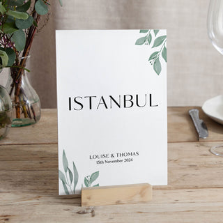Watercolour Leaves Wedding Table Name Cards