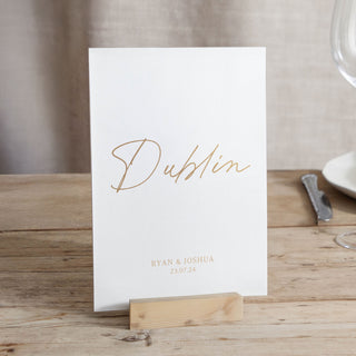 Autograph Foiled Wedding Table Name Cards