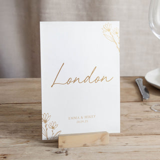 Floral Line Drawing Foiled Wedding Table Name Cards