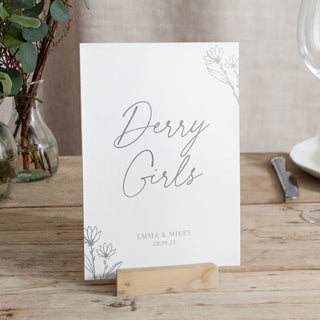 Floral Line Drawing Foiled Wedding Table Name Cards