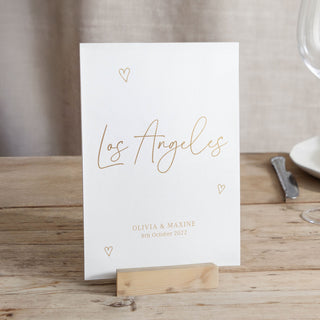 Scattered Hearts Foiled Wedding Table Name Cards