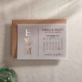 Floral Line Drawing Foiled Save the Date
