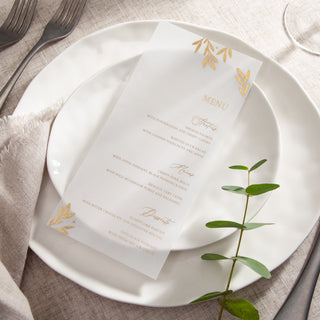 Foiled Leaves Wedding Menus