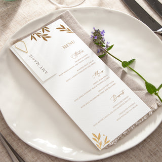 Foiled Leaves Wedding Menus