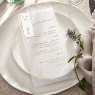 Minimal Script Foiled Wedding Menus