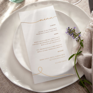 Minimal Script Foiled Wedding Menus