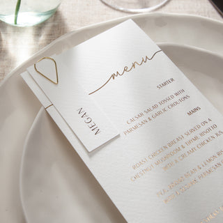 Minimal Script Foiled Wedding Menus