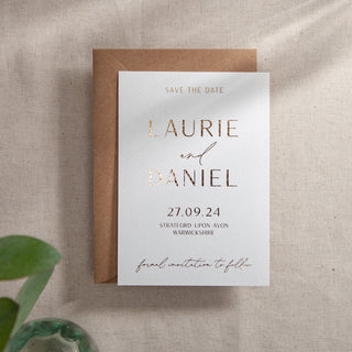 Modern Elegance Foiled Save the Date with Bold Names