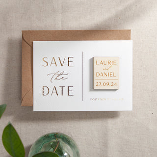 Modern Elegance Foiled Save the Date with Magnet