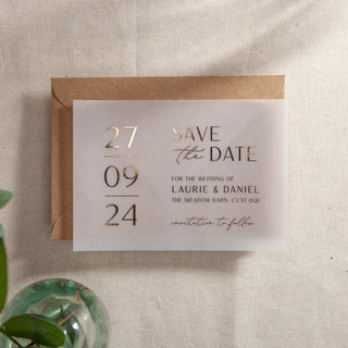 Modern Elegance Foiled Save the Date with Bold Date