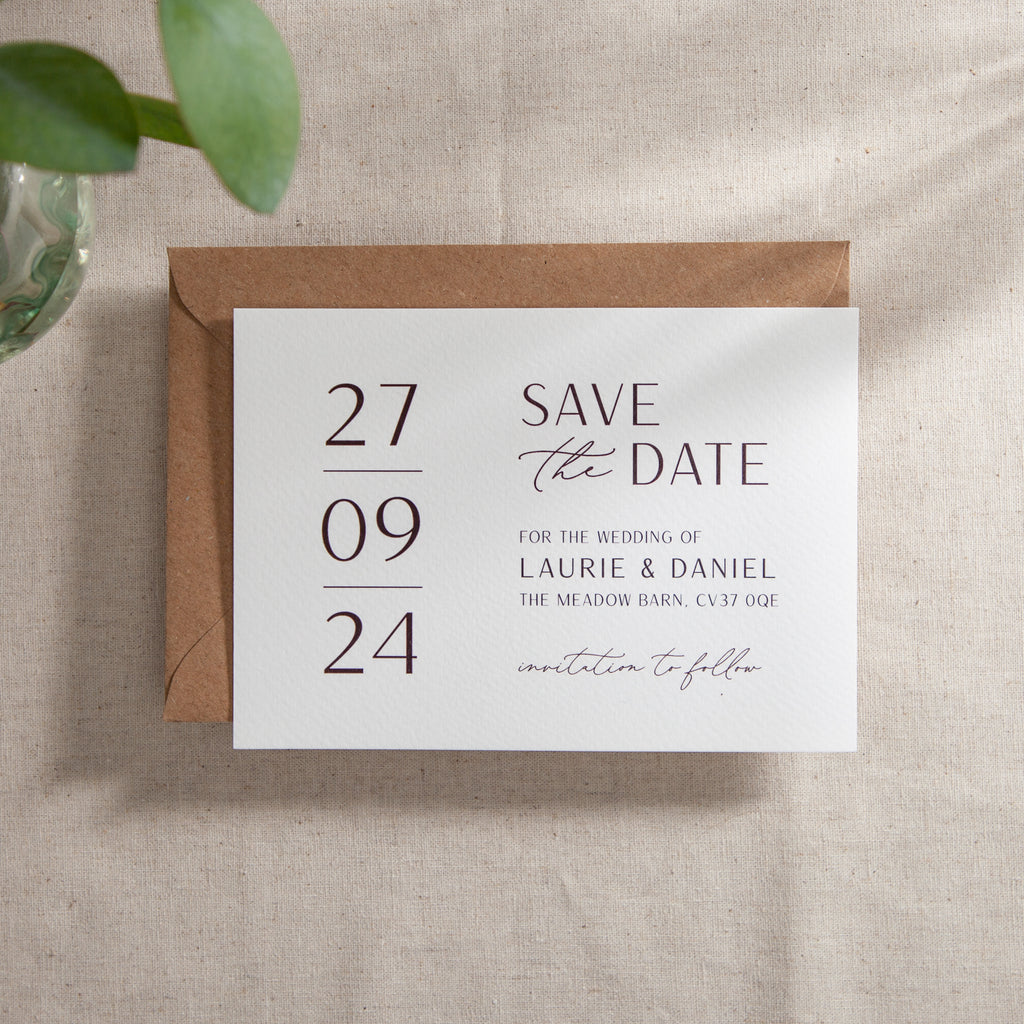 Modern Elegance Save the Date with Bold Date – No Ordinary Weddings