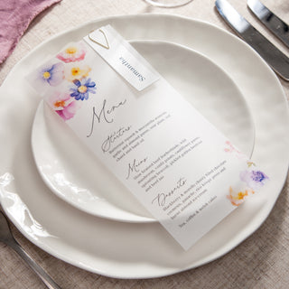 Pressed Floral Wedding Menus