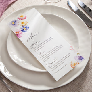 Pressed Floral Wedding Menus