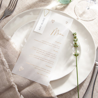 Scattered Hearts Foiled Wedding Menus