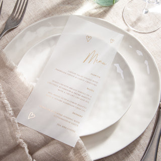 Scattered Hearts Foiled Wedding Menus