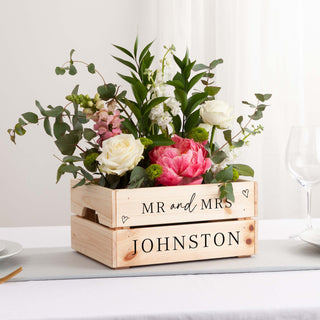 Scattered Hearts Wedding Table Centrepiece Crate