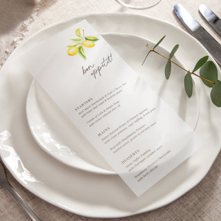 Sicily Wedding Menus