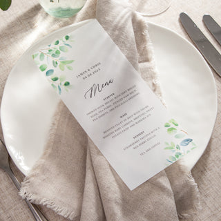 Watercolour Eucalyptus Wedding Menus