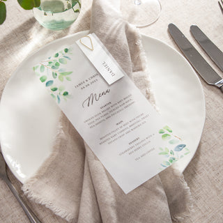 Watercolour Eucalyptus Wedding Menus