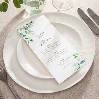 Watercolour Eucalyptus Wedding Menus