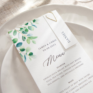 Watercolour Eucalyptus Wedding Menus