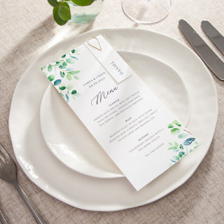 Watercolour Eucalyptus Wedding Menus