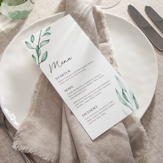 Watercolour Leaves Wedding Menus