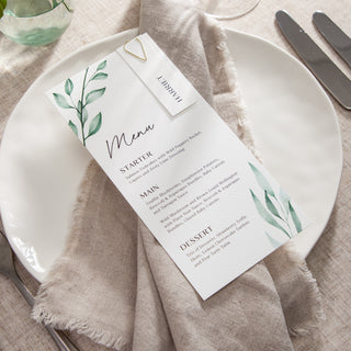 Watercolour Leaves Wedding Menus