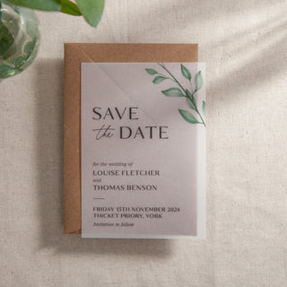 Watercolour Leaves Save the Date