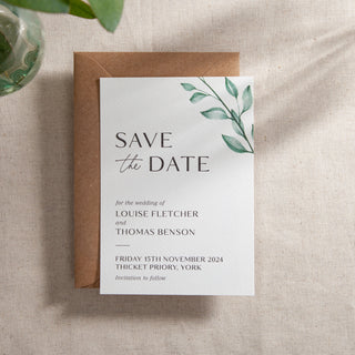 Watercolour Leaves Save the Date