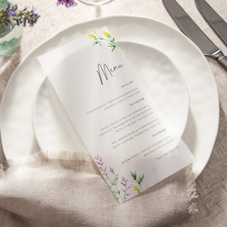 Wildflowers Wedding Menus